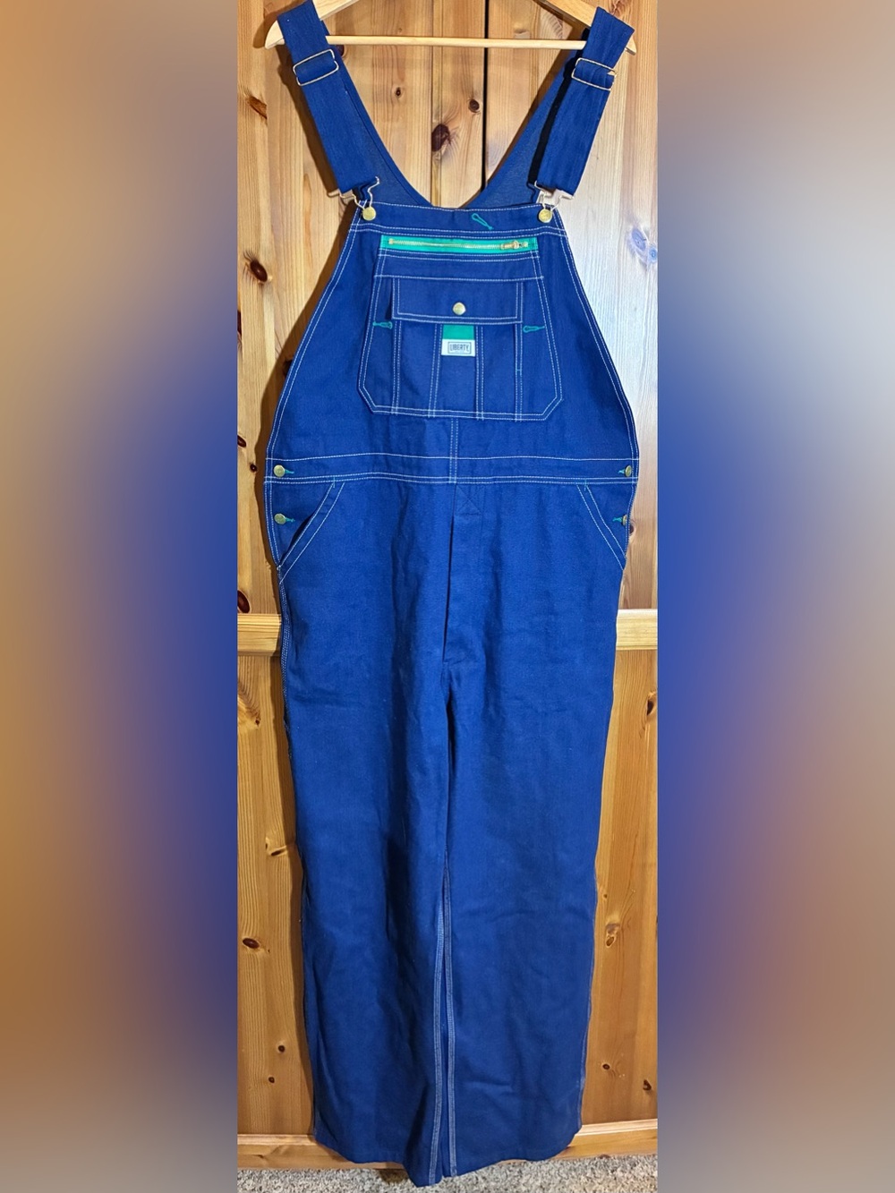 Liberty Bib Overalls Blue Denim Workwear Carpenter Farmer Zipper Fly Men's 40x32